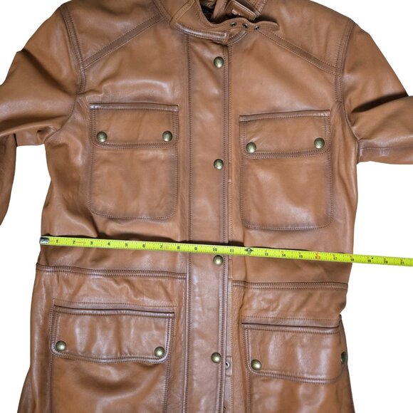 Lauren Ralph Lauren Cognac Lambskin Leather Field Barn Jacket NWT, Oversize 4 - Picture 10 of 10